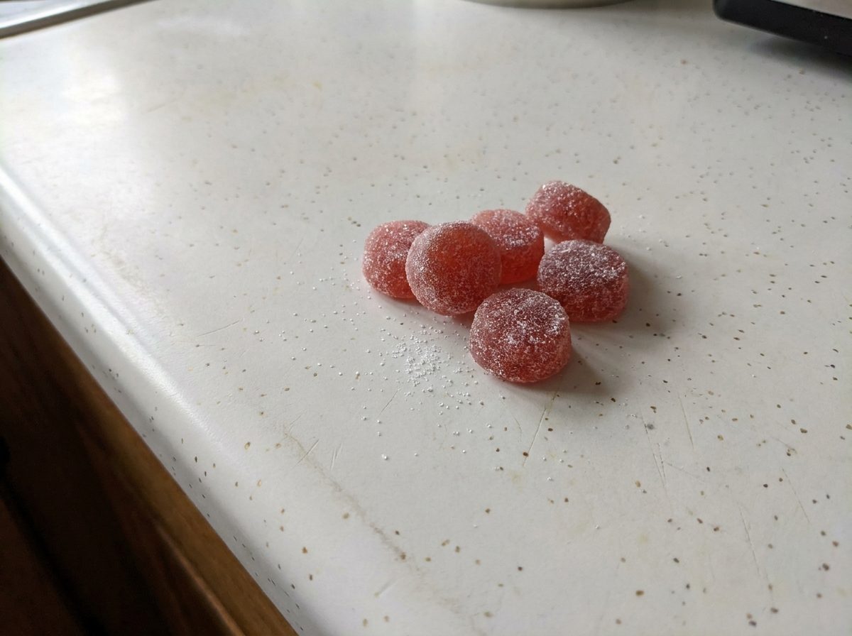 A few gummies loose on the kitchen counter